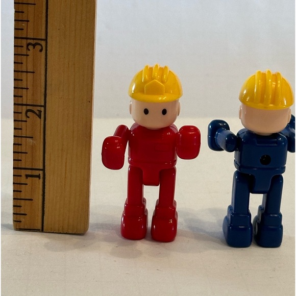 2 VTG Little People Construction Workers Hard Hat Action Figures Moving Joints - Picture 4 of 4